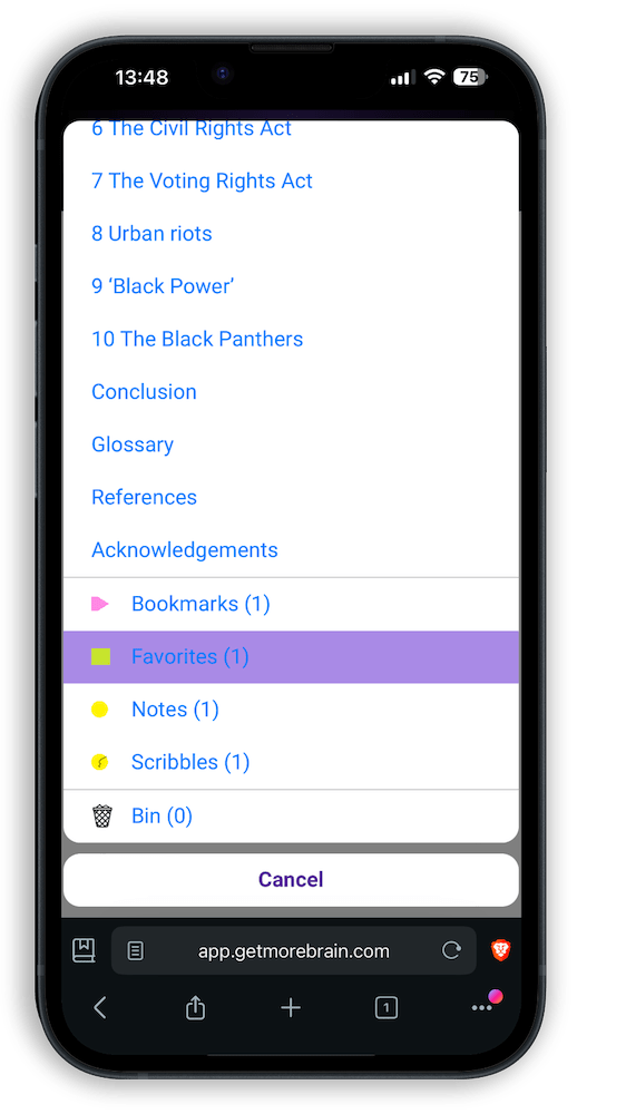 Puedes encontrar todas tus anotaciones en la tabla de contenidos.