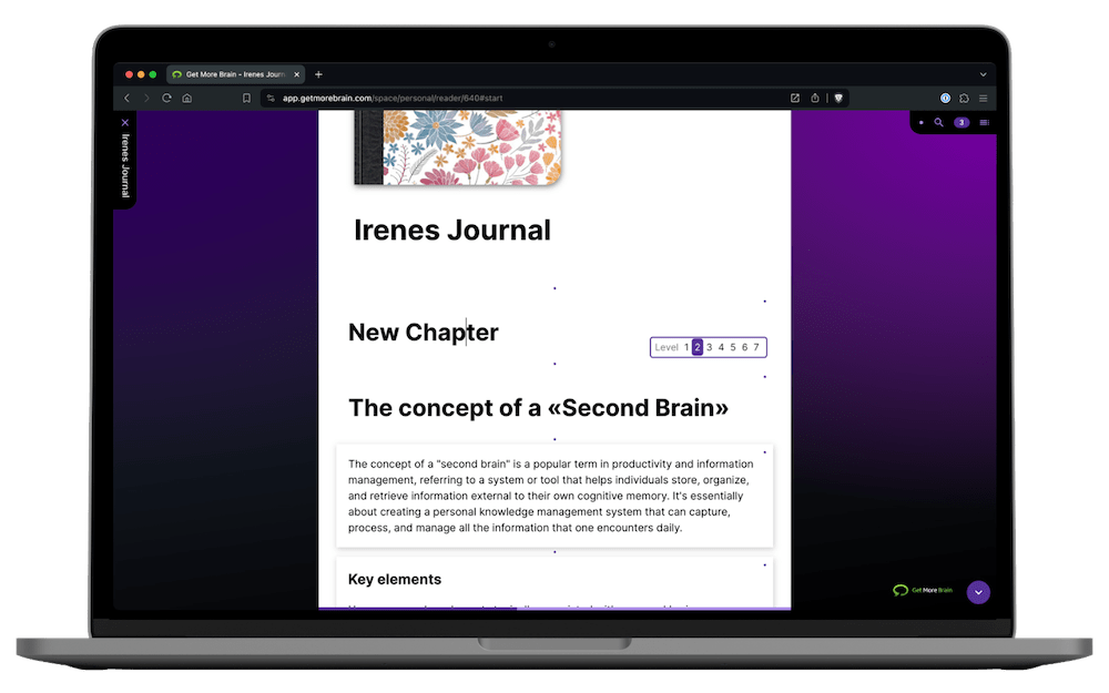 Add chapters to your notebooks to build a structured Table of Contents TOC.